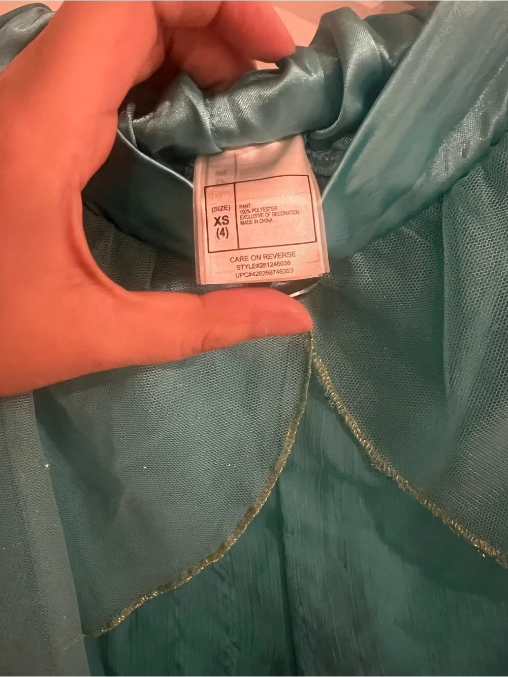 Princess Jasmine Costume, Teal Gold-Trim Crop Top and Pants, Disney